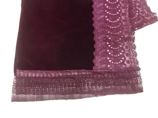  ビロードレース花模様ショール